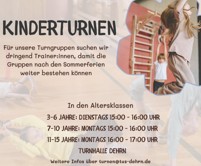 Die Turnabteilung des TuS sucht Trainer:innen